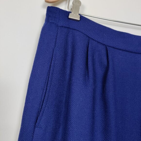Avoca Handweavers Womens Mini Skirt Size L Blue Wool Lined Elegant - Picture 2 of 5